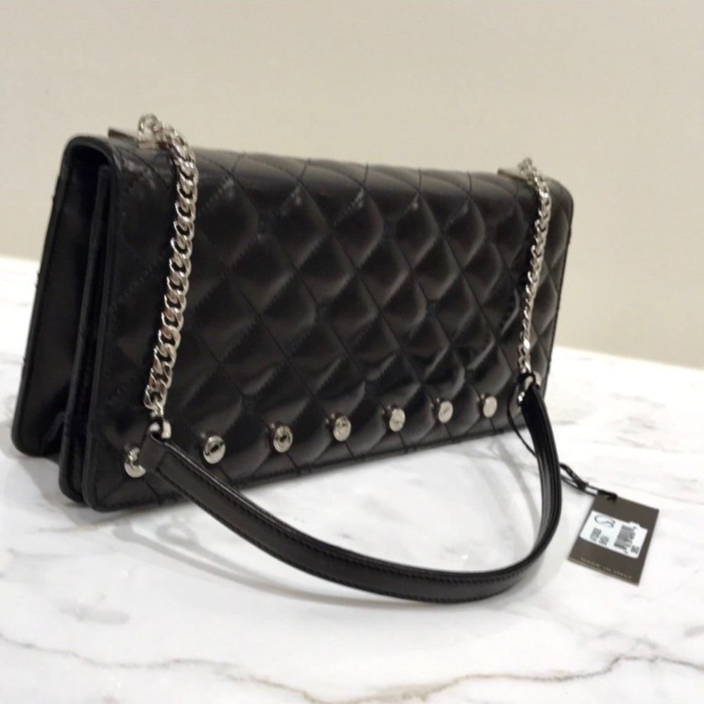 NWT luxury authentic rare minimalist classic St. John Black quilted bag - Picture 2 of 9